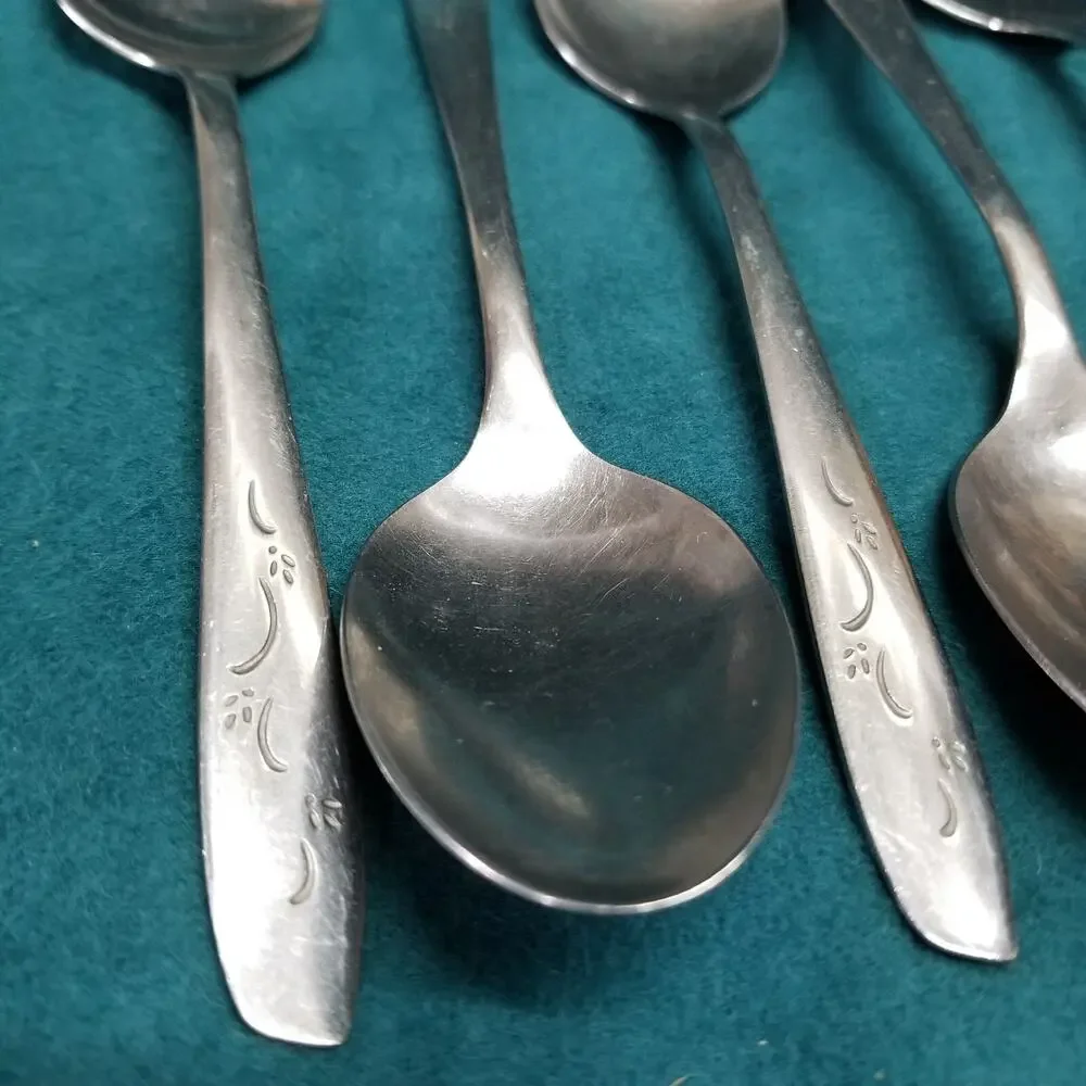 10 Silco Mardi Gras Stainless Silverware Knives Forks Spoons Fireworks VTG